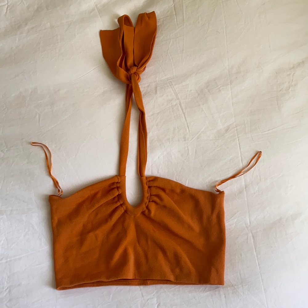 Zara Orange Tie Top